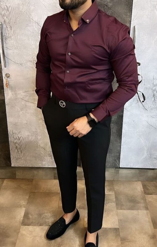 Men’s Purple Lycra Shirt with Black Pant Combo