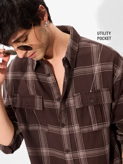 Men’s Outdoor Brown Utility Shirts - Image 5