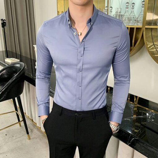 Men’s Lycra Light Purple Shirt and Black Pant Set