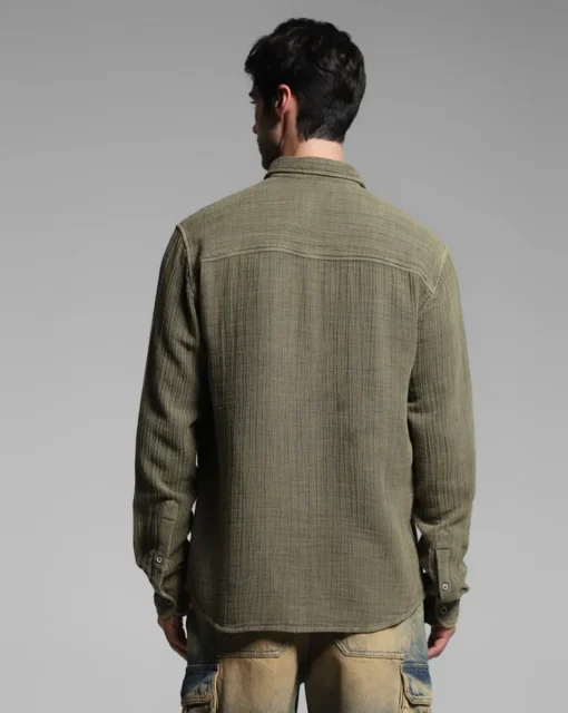Green Acid Washed Cotton Shirt - Image 4