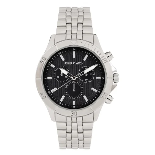 Connery Black Dial Silver Metallic Strap Watch - Image 3