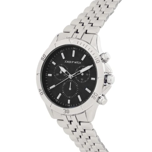 Connery Black Dial Silver Metallic Strap Watch - Image 4