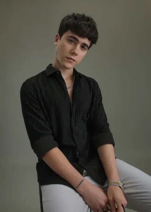 Black Plain Corduroy Stripe Shirt - Image 4