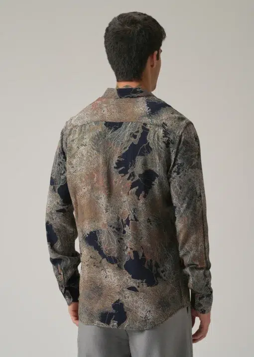 Blue Intricate Print Feather Shirt - Image 4