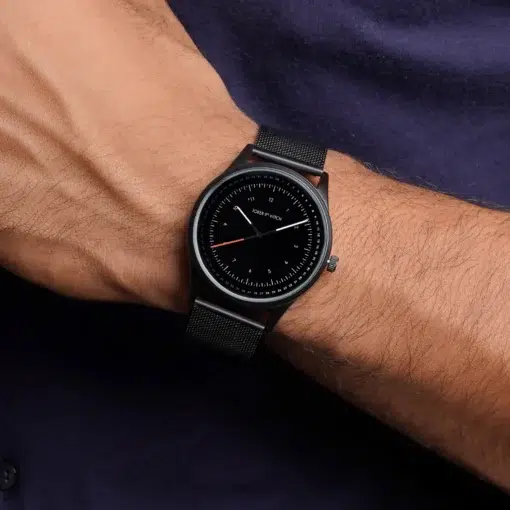 Montego All Black Mesh Strap Watch - Image 4
