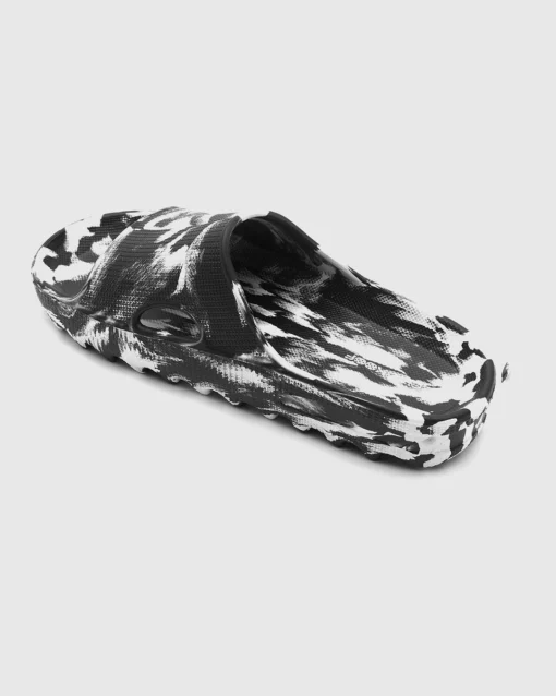 Stylish Zig Zag Printed Sliders in Black & White - Image 4